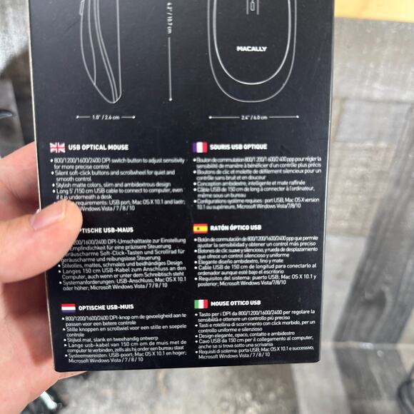 Macally 3 Button Optical USB Wired Mouse for Mac and PC Sealed - Picture 5 of 9